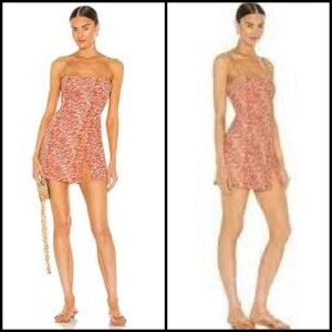 RESA Melly Orange Zebra Print Mini Smock Back Coquette Twiggy Hem Slit Dress XS